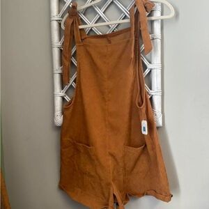 Women's Tan Overalls Shorts